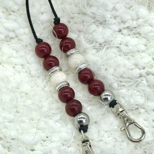 Red Jade And Angelite Mask Lanyard