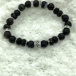 Black Stripe Onyx And Agate Bracelet