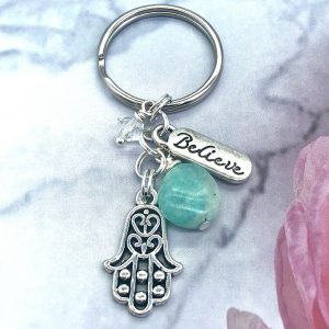 Amazonite Hamsa Keychain