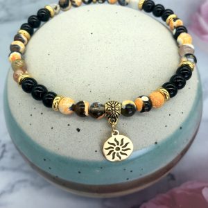 Yellow Agate Anklet With Sun Charm