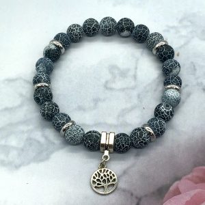 Fire Dragon Agate Bracelet With Tree Of Life Charm