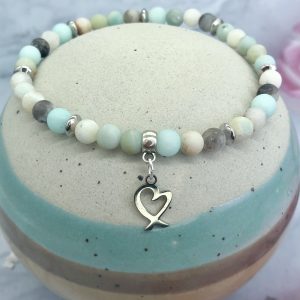 Amazonite Anklet With Heart Charm