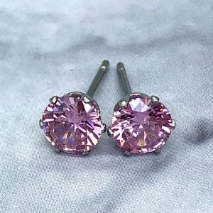 6mm Pink CZ  Earrings