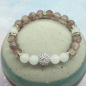 Brown Jade Bracelet With Crystal Ball