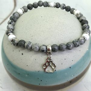 Map Jasper And Howlite Anklet With Paws Charm
