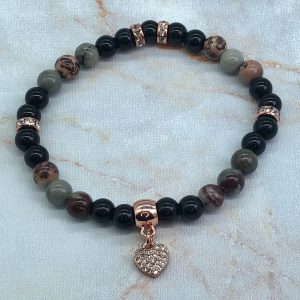 Artistic Jasper Bracelet With Heart Charm