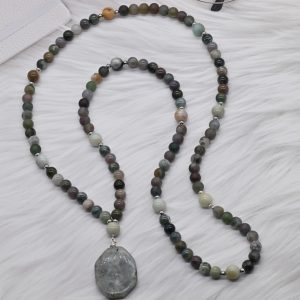 Indian Agate And Labradorite Mala