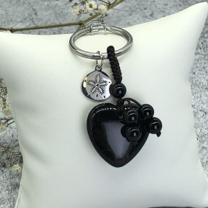 Onyx Heart Keychain / Purse Bling