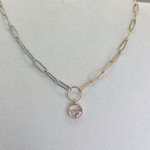 Gold And Silver Chain Waterdrop Necklace