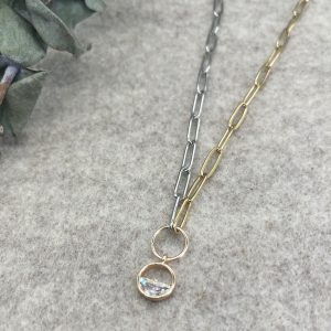 Gold And Silver Chain Waterdrop Necklace