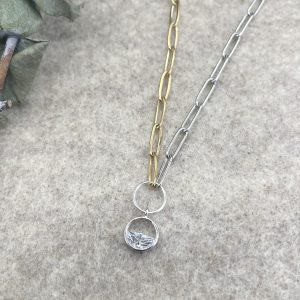 Silver And Gold Chain Waterdrop Necklace