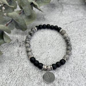 Jasper Obsidian Leaf Bracelet