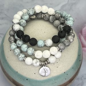 Howlite Jasper And Lava Bracelet Trio