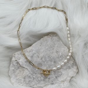 Pearl  Paperclip Necklace