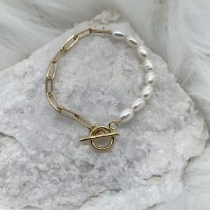 Pearl Paperclip Chain Bracelet