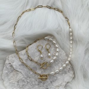 Pearl Paperclip Chain Bracelet