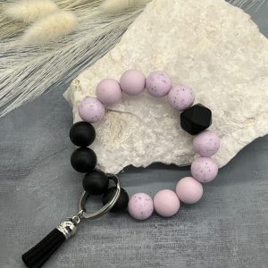 Pink And Black Wristlet Keychain