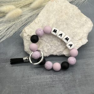 The MAMA Pink And Black Wristlet Keychain