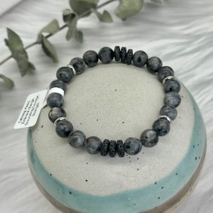 Labradorite And Lava Diffuser Bracelet