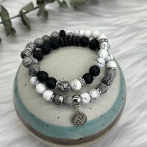 Howlite, Jasper And Lava Bracelet