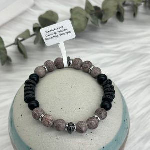 Agate And Lava Bracelet Coconut Brown