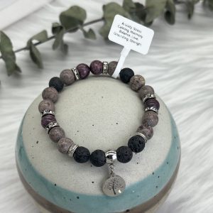 Agate And Lava Diffuser Bracelet With Tree Charm
