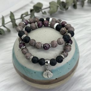 Crazy Agate And Lava Diffuser Bracelet