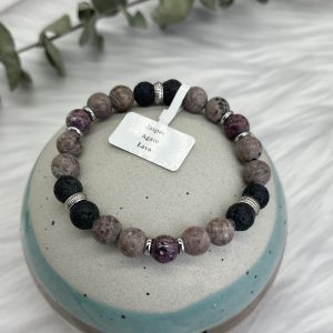 Crazy Agate And Lava Diffuser Bracelet