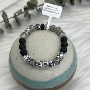 Black And White Agate And Lava Bracelet