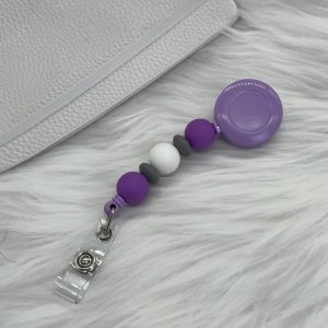 Badge Reel Purple, Grey And White