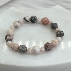 Pink Zebra And Pink Opal Jasper Bracelet