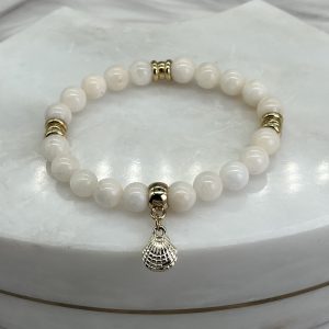 Angelite Bracelet With Seashell Charm