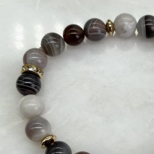 Botswana Agate Bracelet With Seashell Charm