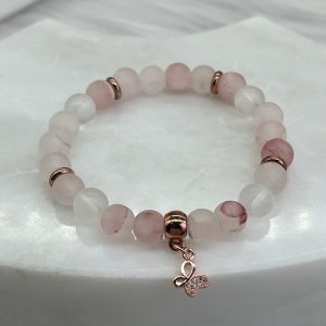 Red Persian Quartz Bracelet With Butterfly Charm