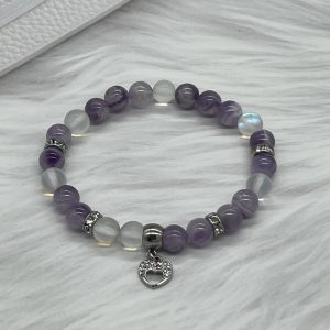 Light Amethyst Bracelet With Heart Charm