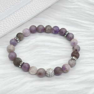 Lilac Jade Bracelet With Crystal Ball