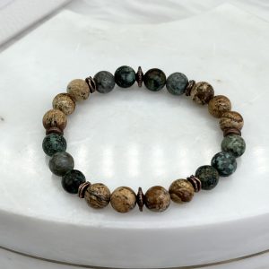 African Turquoise And Picture Jasper Bracelet