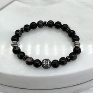 Black Emperor Bracelet With Black Crystal Ball