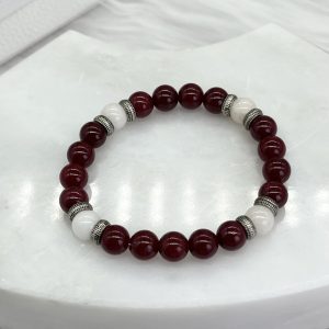 Angelite And Red Jade Bracelet