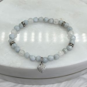 Aquamarine Bracelet With Heart Charm