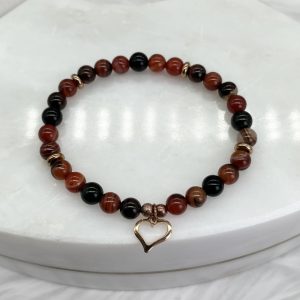 Madagascar Agate Bracelet With Heart Charm