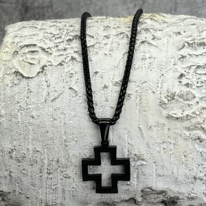 Men’s Stainless Black Chain With Cross