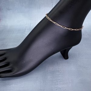 Paperclip Small Link Chain Anklet Gold