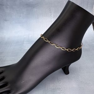 Oval Link Chain Anklet Gold