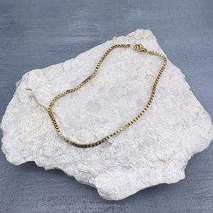 Box Link Chain Anklet Gold