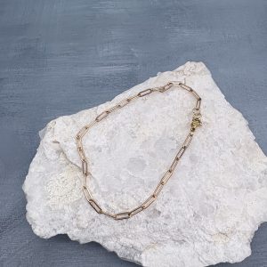 Paperclip Small Link Chain Anklet Gold