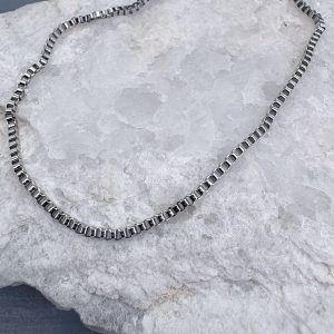 Box link chain anklet silver