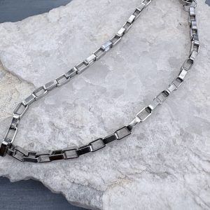 Chunky Box Link Chain Anklet Silver