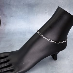Paperclip Chain Anklet Silver