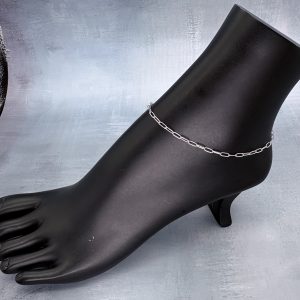 Paperclip Small Link Chain Anklet Silver